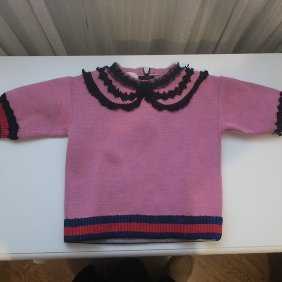 Gucci Other - Gucci pink neoprene girls top with decorated collar and cuffs
